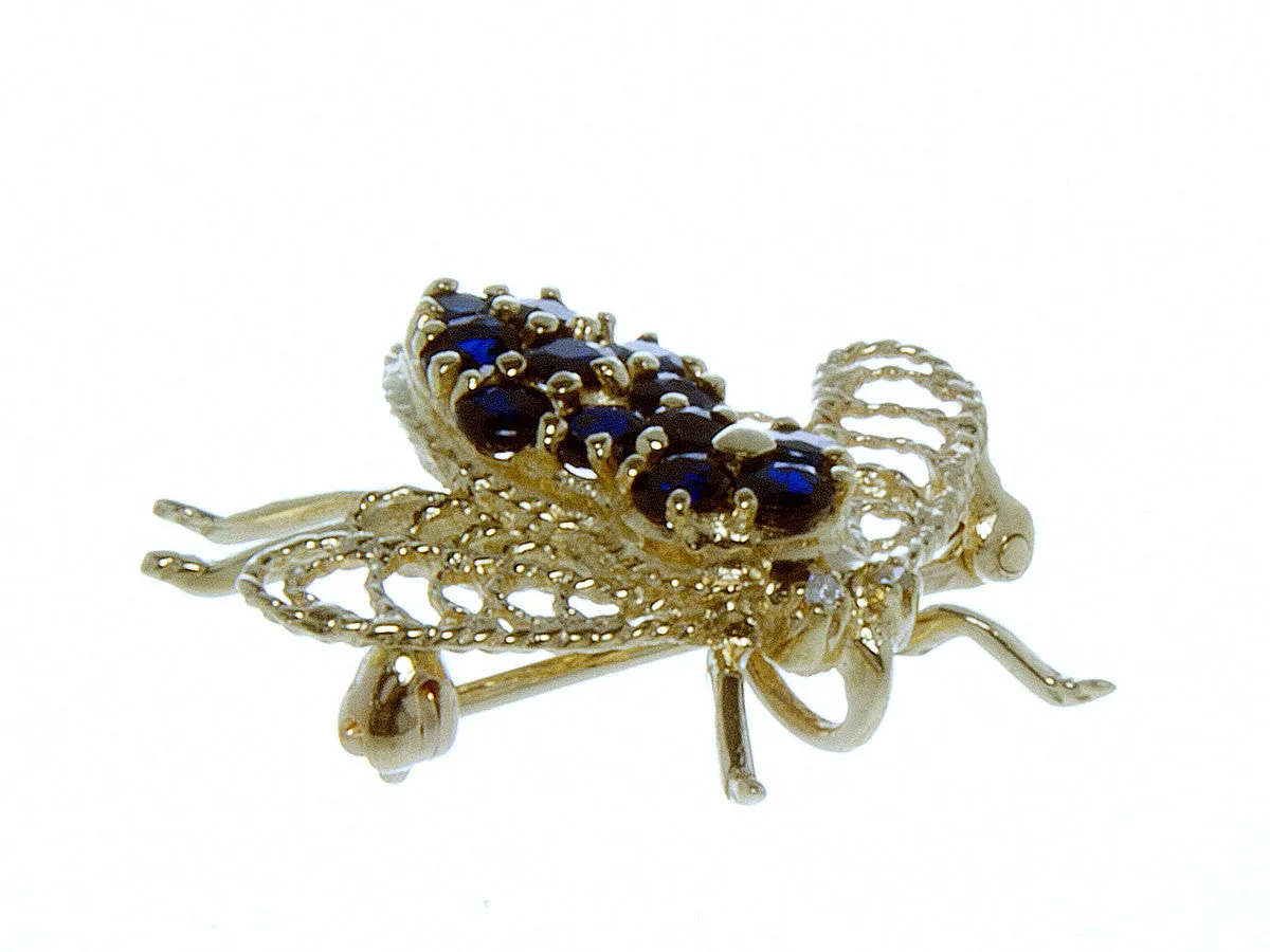 14K Sapphire & Diamond Fly Pin