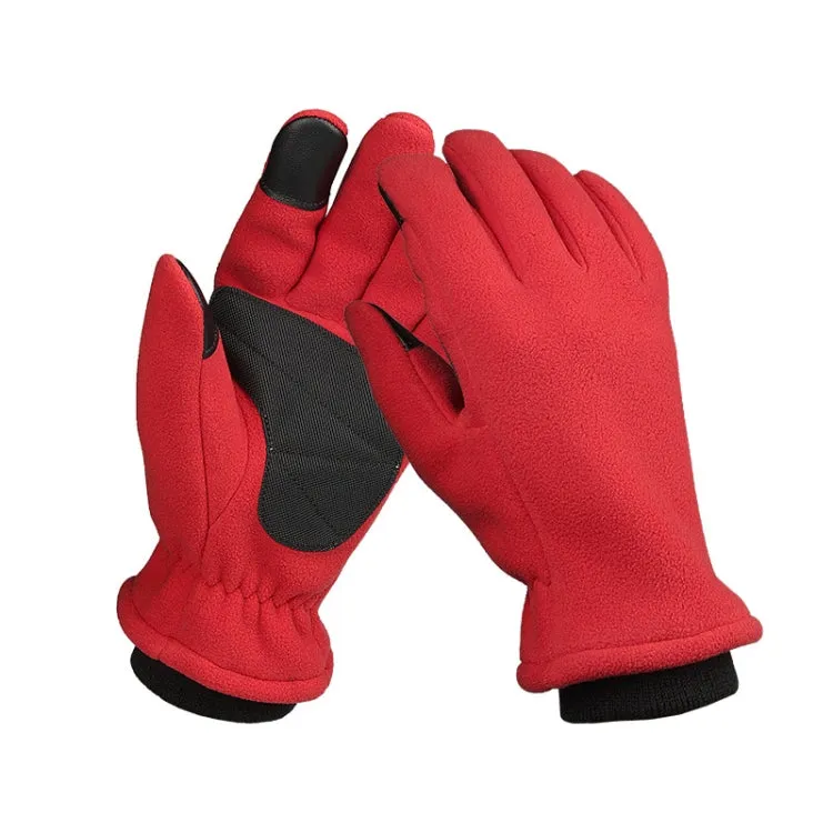 1pair Rocker Fleece Winter Warm Anti-Slip Gloves Outdoor Riding Sports Gloves, Size: S(Red)