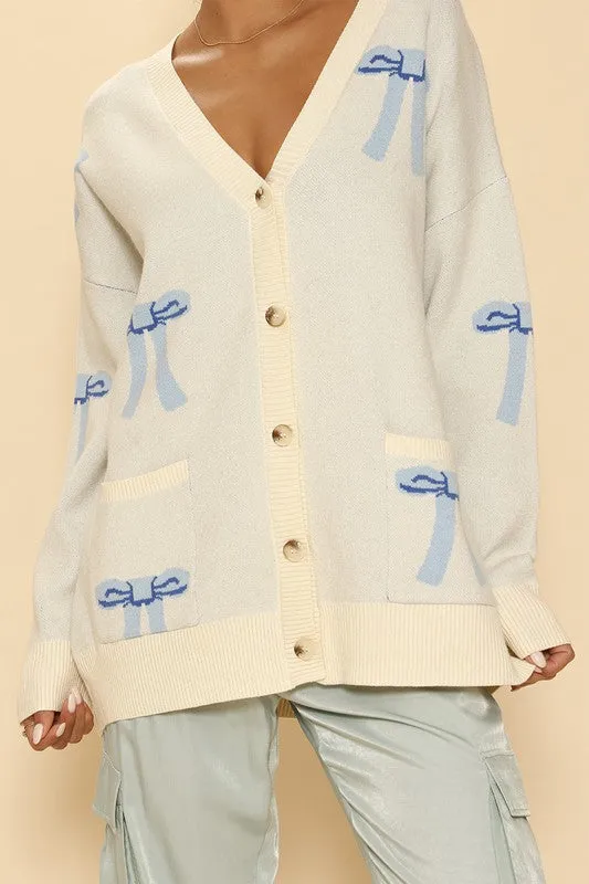 All over bow knit cardigan *Online Only*