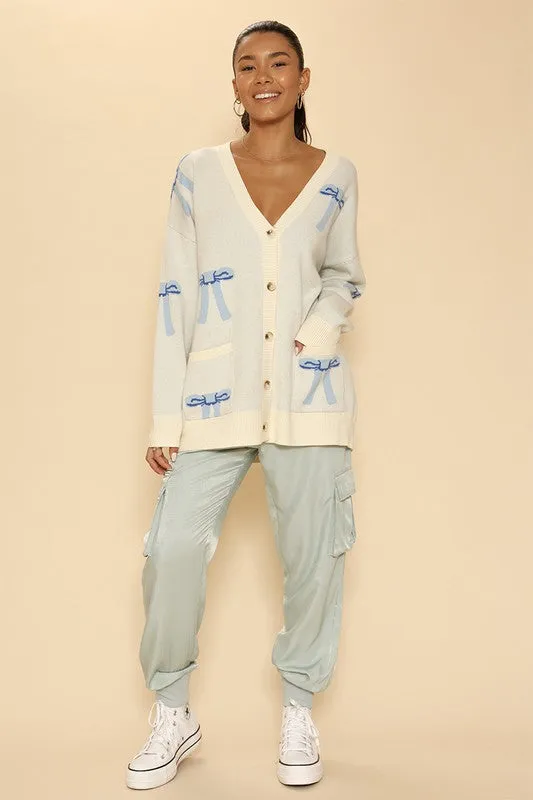 All over bow knit cardigan *Online Only*