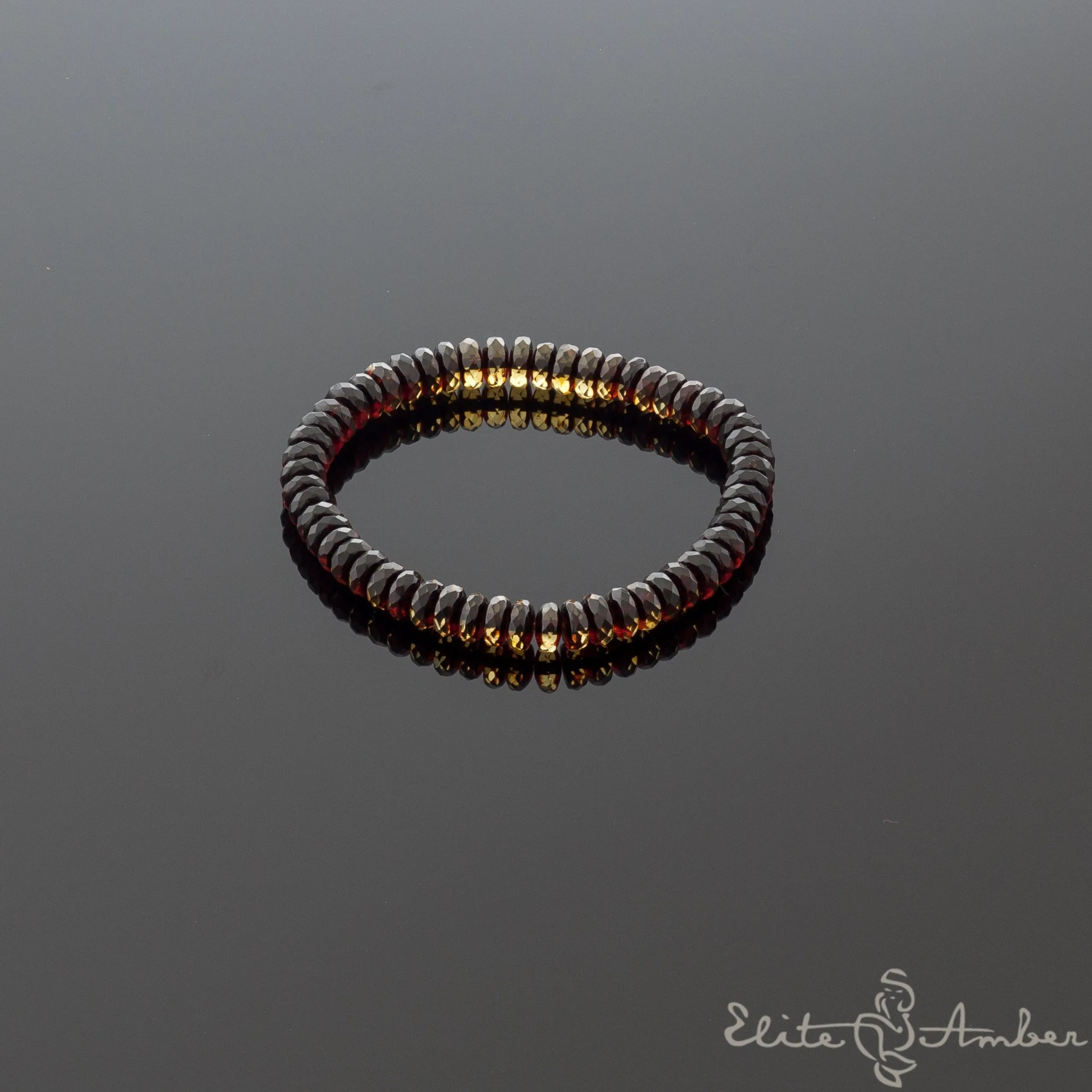 Amber bracelet "Glossy black moon"