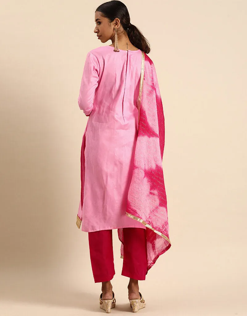 Baby Pink Cotton Blend Suit Pant