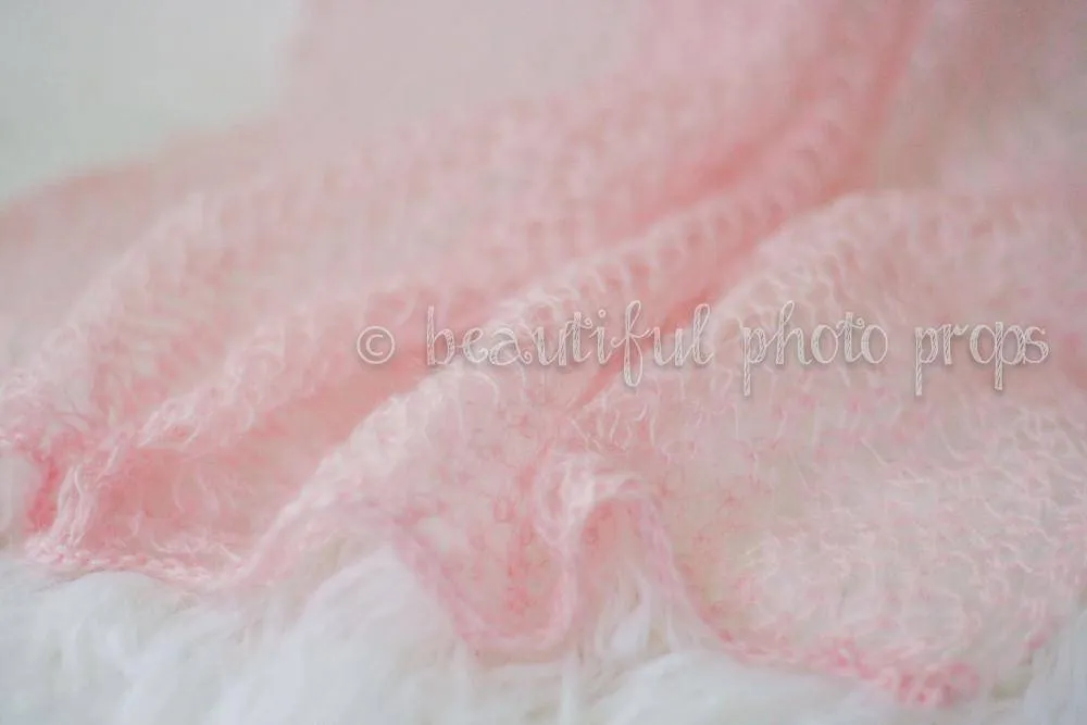 Baby Pink Mohair Knit Wrap