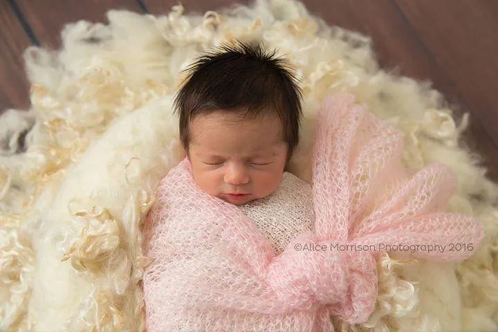 Baby Pink Mohair Knit Wrap