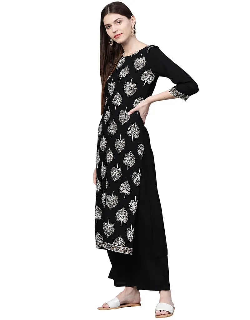 Black Cotton Palazzo Straight