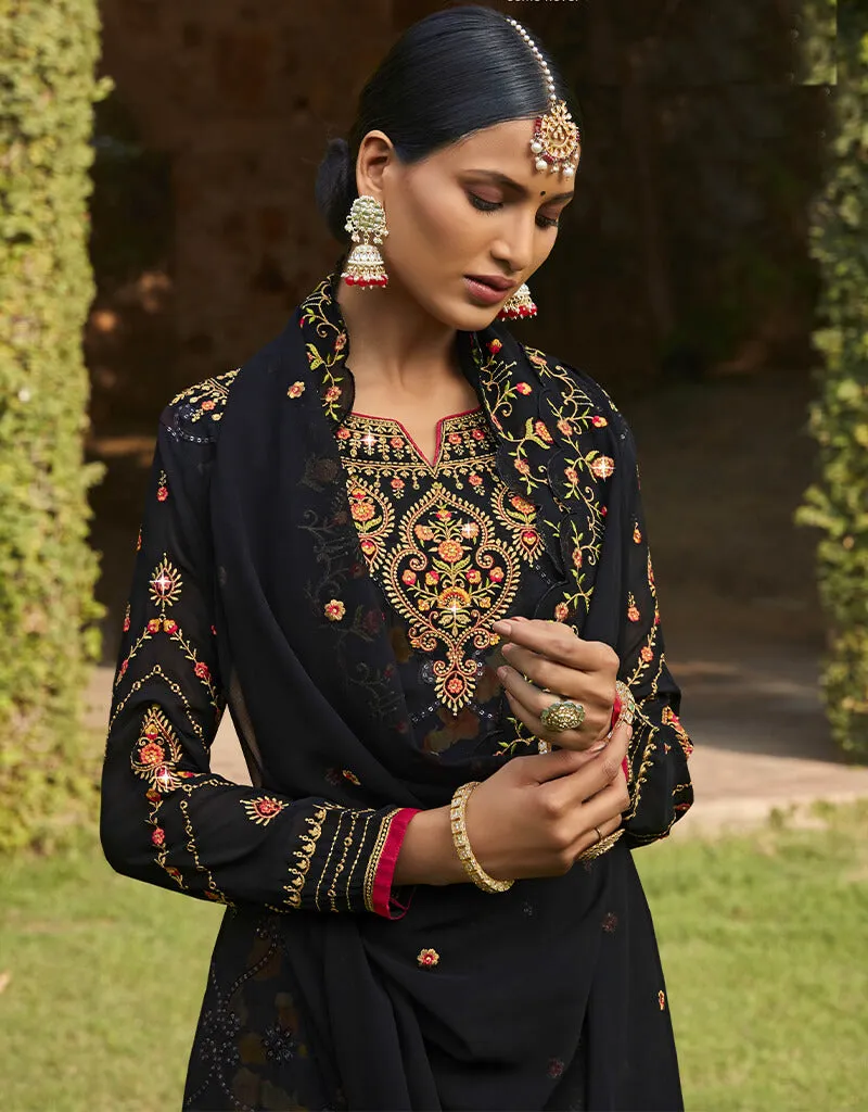 Black Georgette Palazzo Salwar Suits