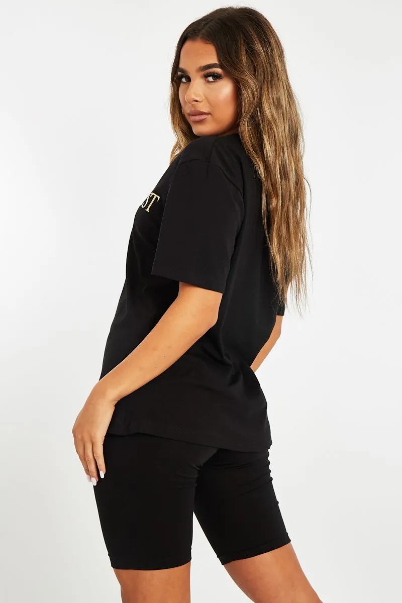 Black Gold Beverly Hills T-shirt Cycling Shorts Co-ord - Laura