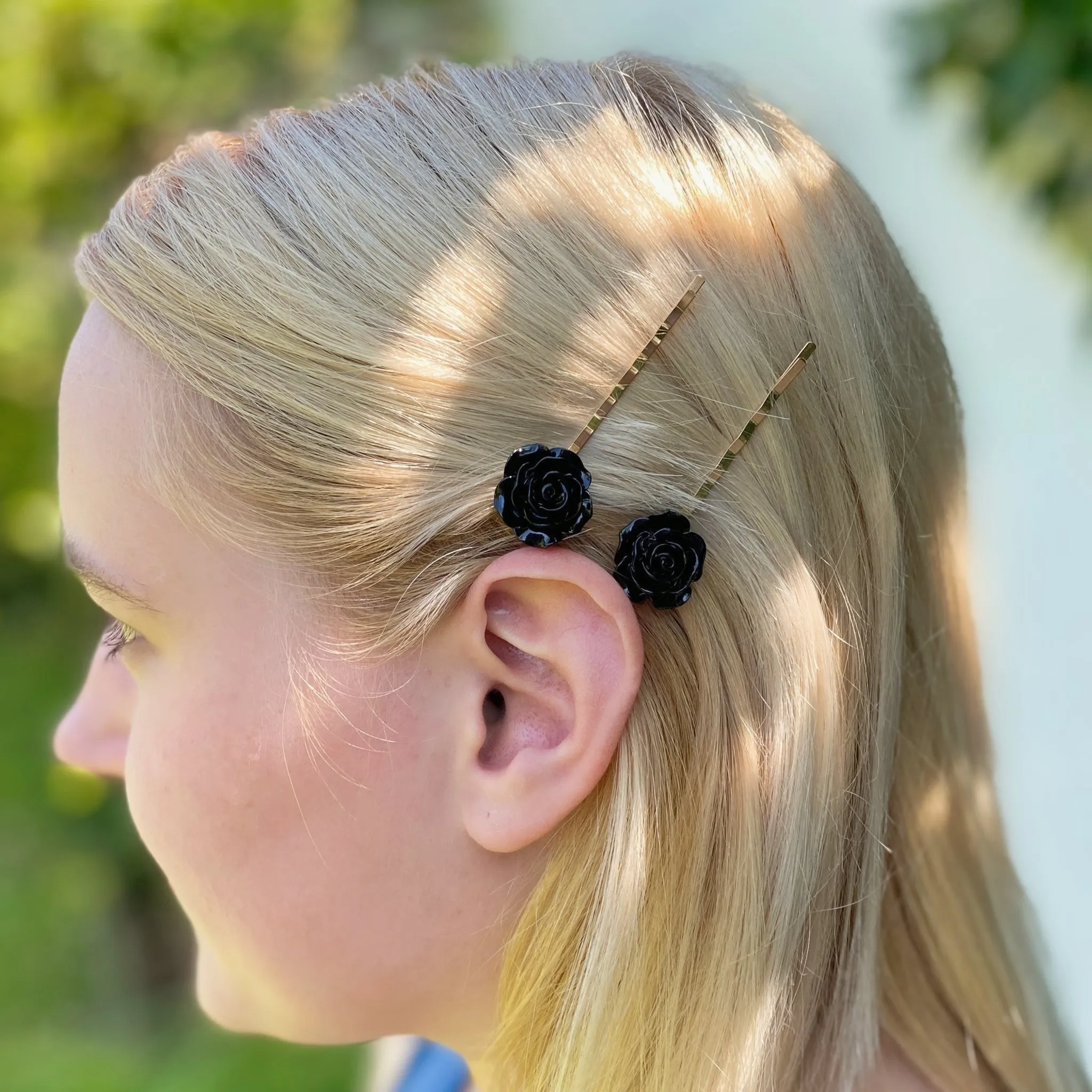 Black Slides Rose Hair Clip