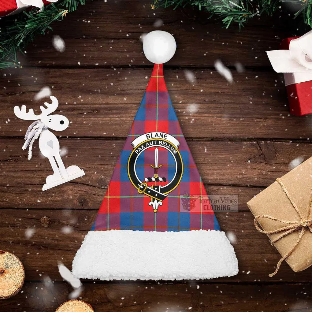 Blane Tartan Christmas Santa Hats with Family Crest