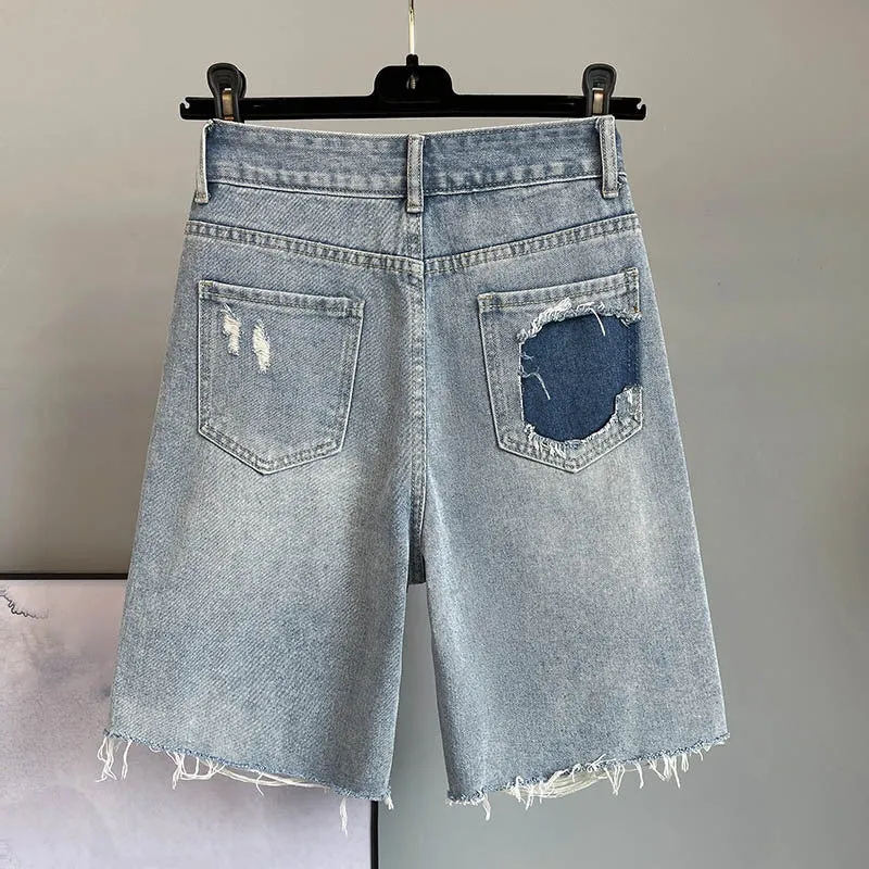 Blue Denim High Waist Shorts