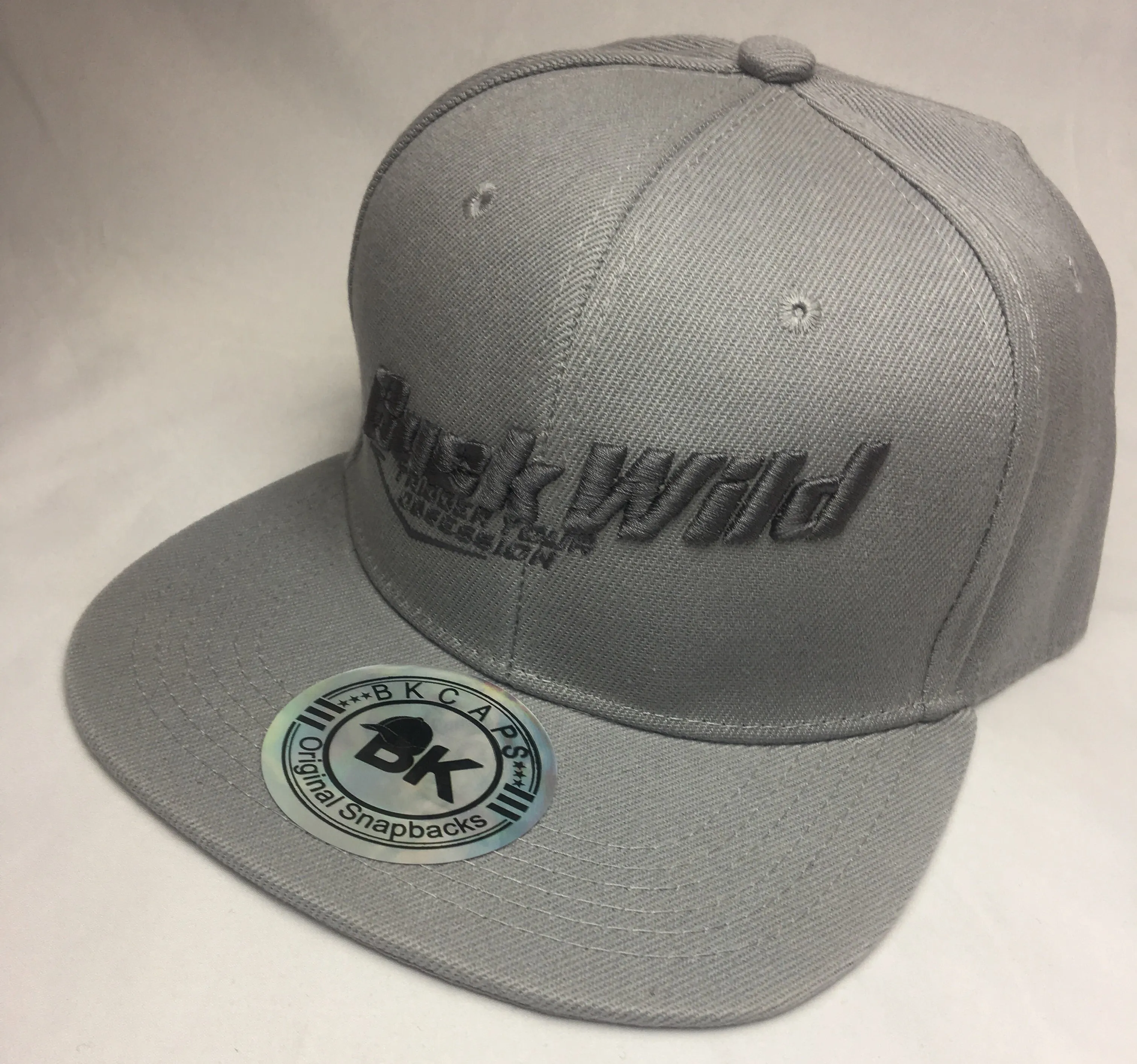 Buck Wild Flat Bill Hat in Gray with Gray Snap Back Hat