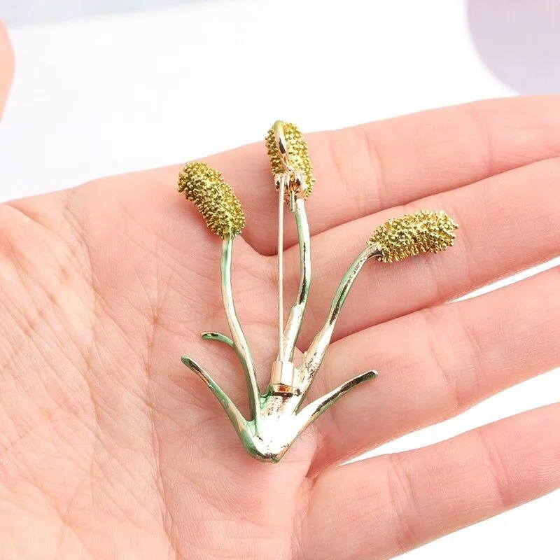 Classy Foxtail Grass Dainty Brooch Pins