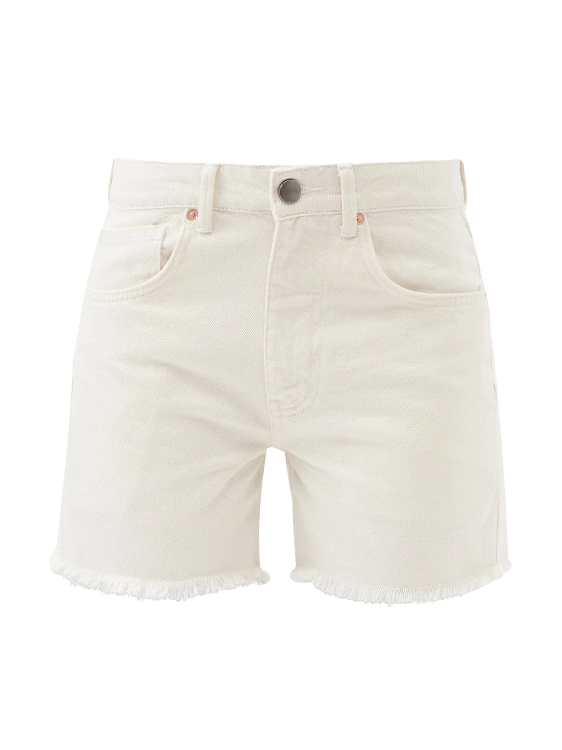 Comet mid-rise long organic-cotton denim shorts