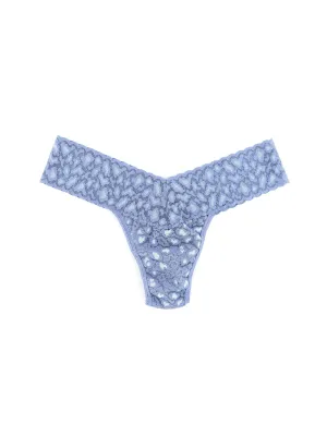 Cross Dyed Leopard Petite Low Rise Thong Stonewash Blue