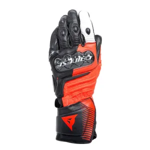 Dainese Carbon 4 Long Leather Gloves Black/Fluorescent-Red/White