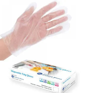 Disposable Poly Gloves Powder Free Multi-Purpose Polyethylene Gloves, 100 Cases (Bulk)