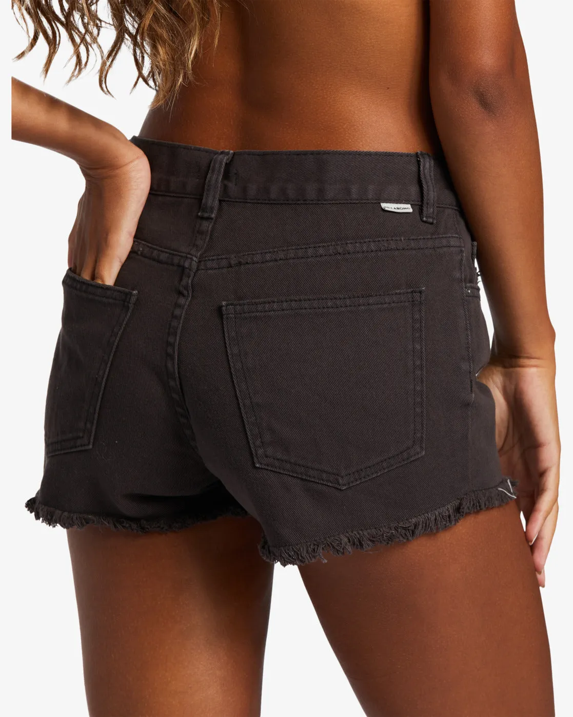 Drift Away Frayed Shorts - Black Pebble