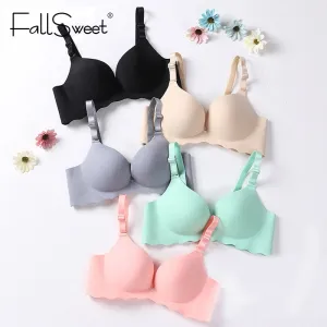 FallSweet Seamless Push Up Bras for A B C cup No wire Plunge Brassiere for Women Lovely Classic