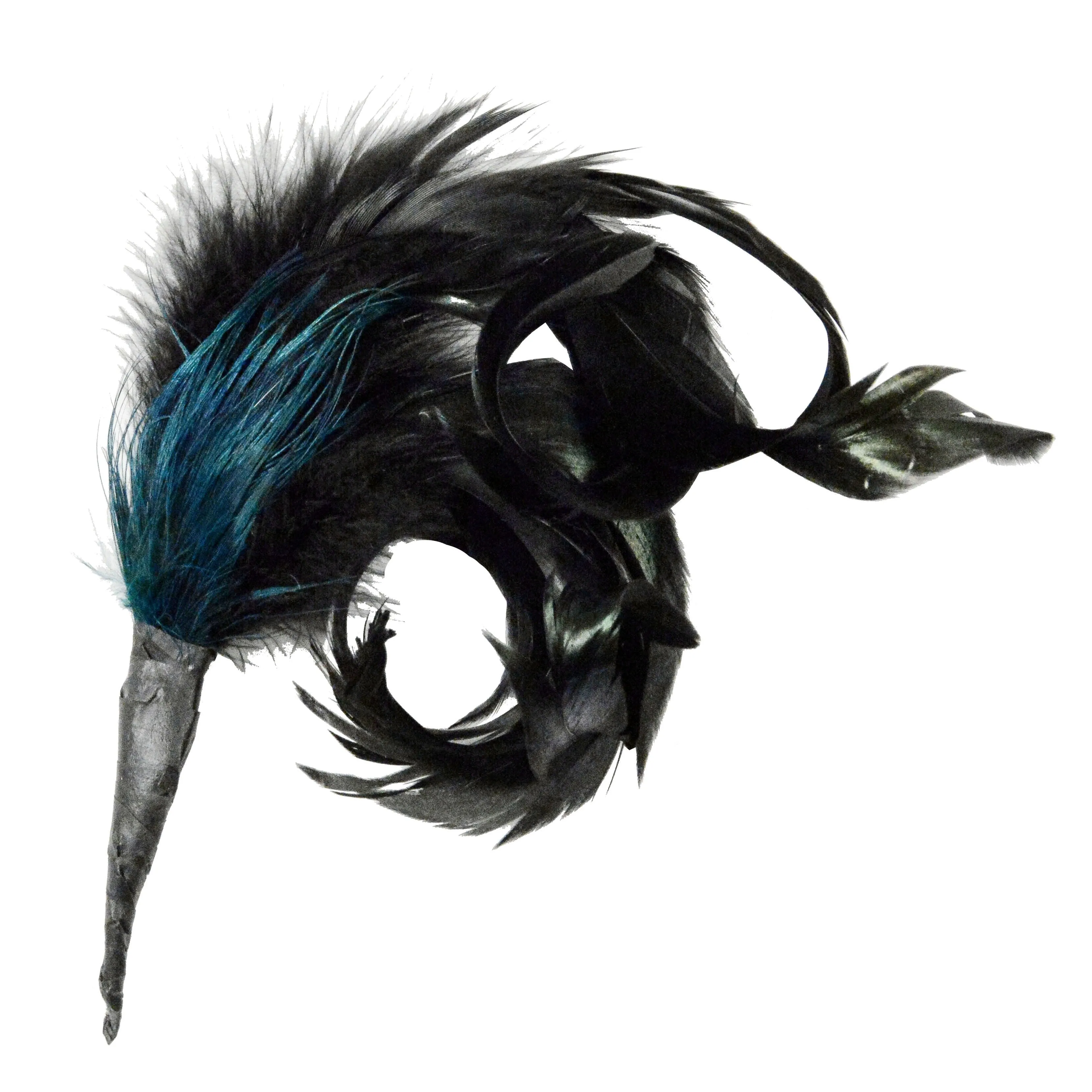 Feather Trim - Natural Black & Teal