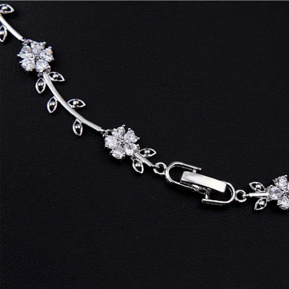 Floral Bridal jewellery set, cubic zirconia, necklace and earrings, Wedding Jewellery, Bridal