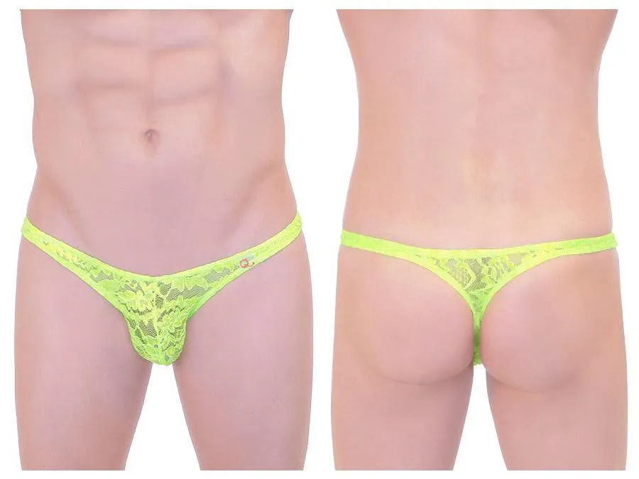 Floral Lace Thong Green