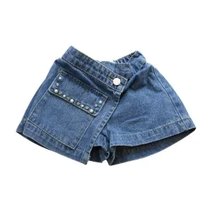 Front Wrap Rhinestone Denim Shorts