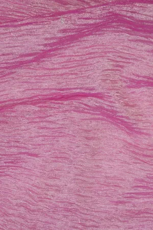 Fuchsia Silver Metallic Crushed Organza Fabric