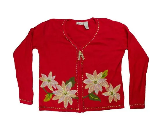 Fuzzy Flowers-Small Christmas Sweater