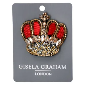 Gisela Graham Diamante Red Crown Brooch