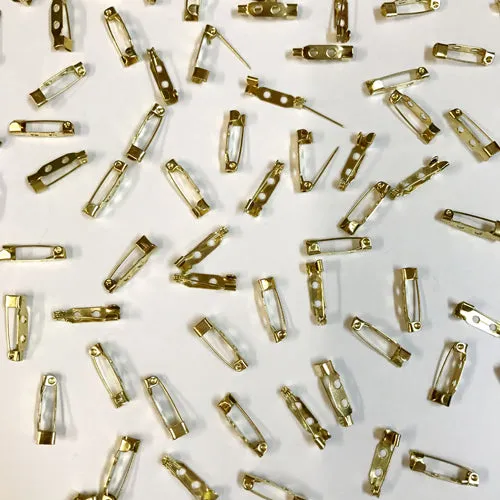 Gold BROOCH BACK Bar Safety Pins 30mm x 50 pcs