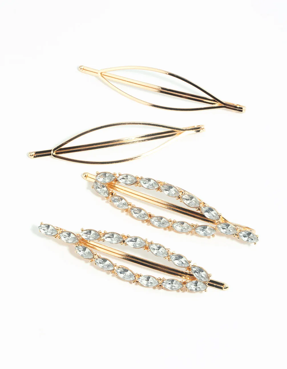 Gold Diamante Oval Clips