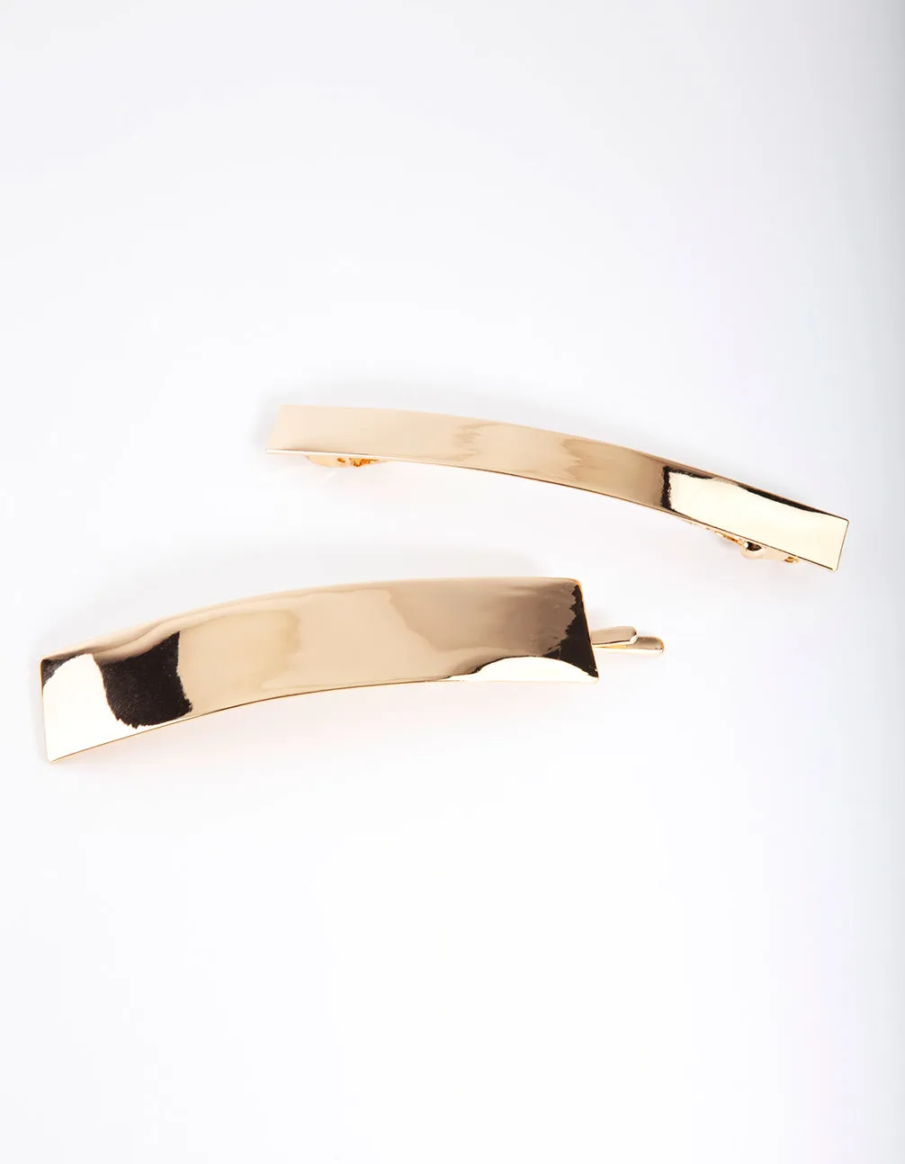 Gold Smooth Bar Hair Clip Pack