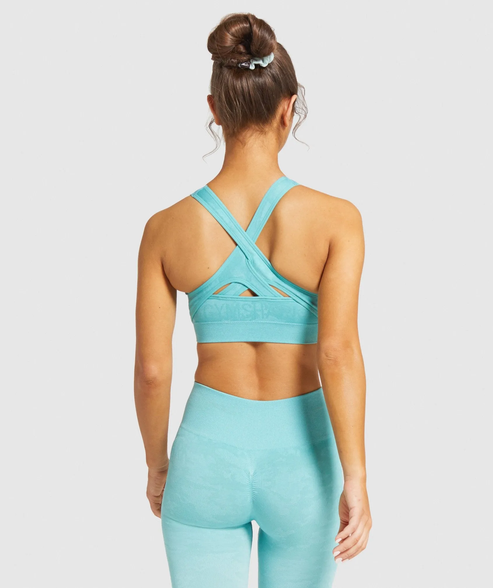 Gymshark Camo Seamless Sports Bra - Light Green