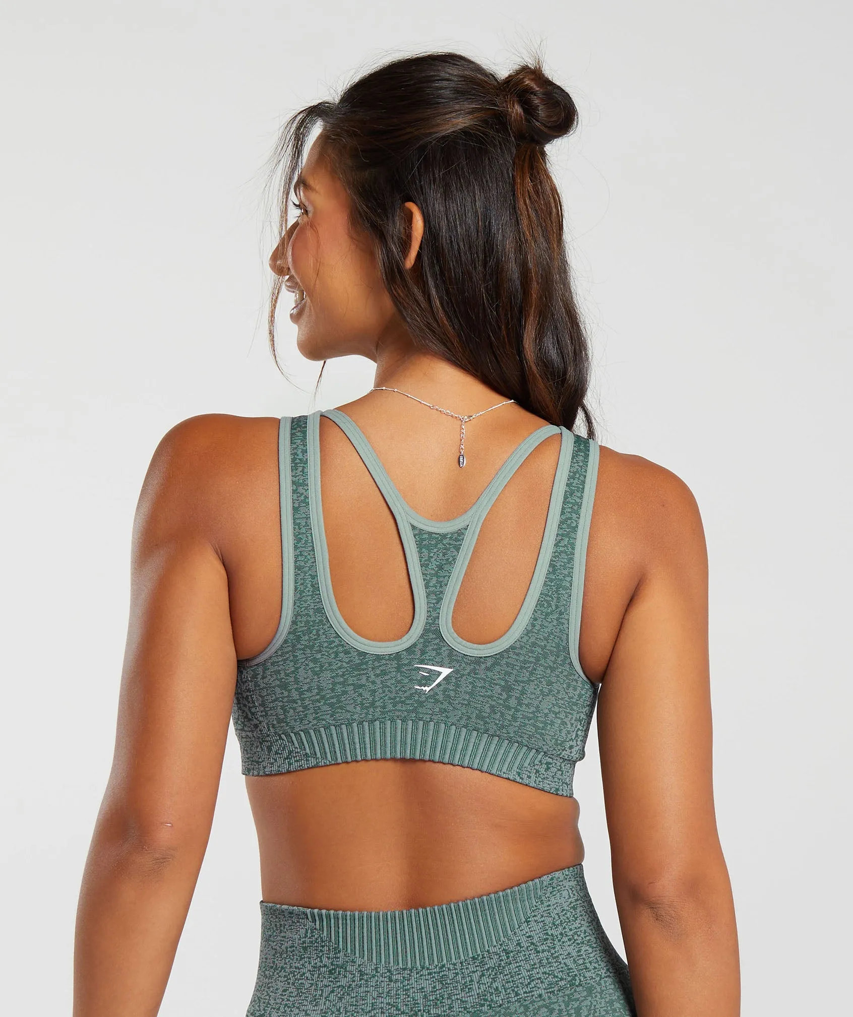 Gymshark Marl Seamless Scoop Bra - Teal Marl/Dark Grey Marl/Smokey Grey