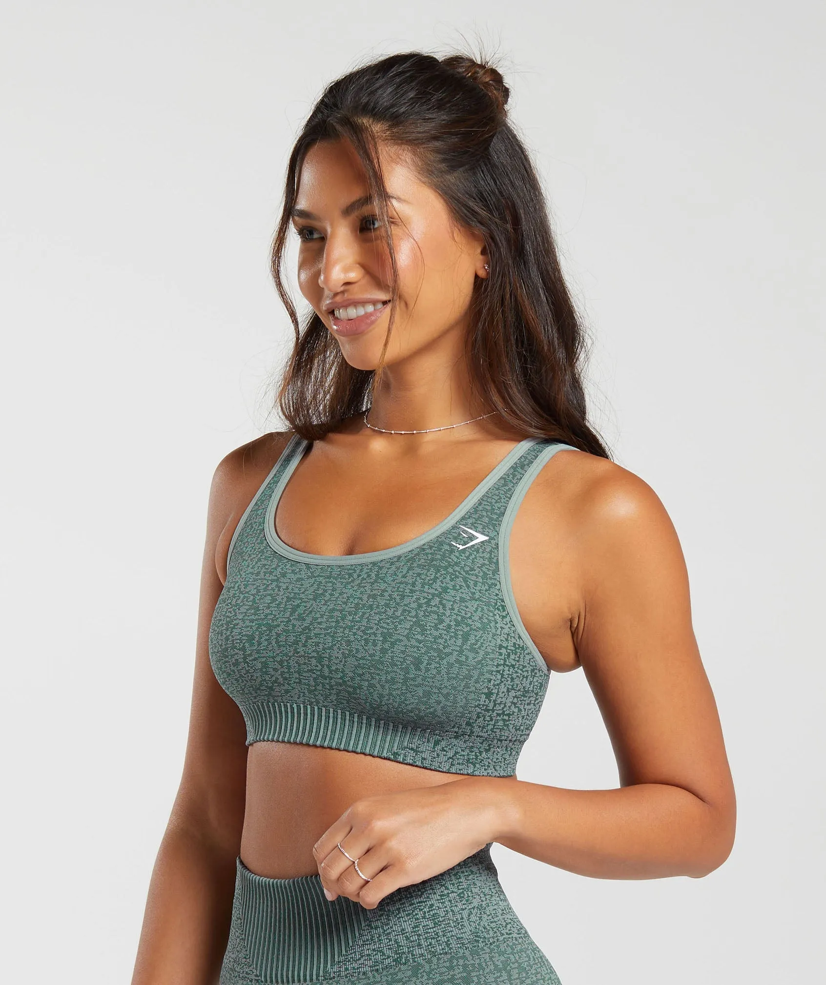 Gymshark Marl Seamless Scoop Bra - Teal Marl/Dark Grey Marl/Smokey Grey