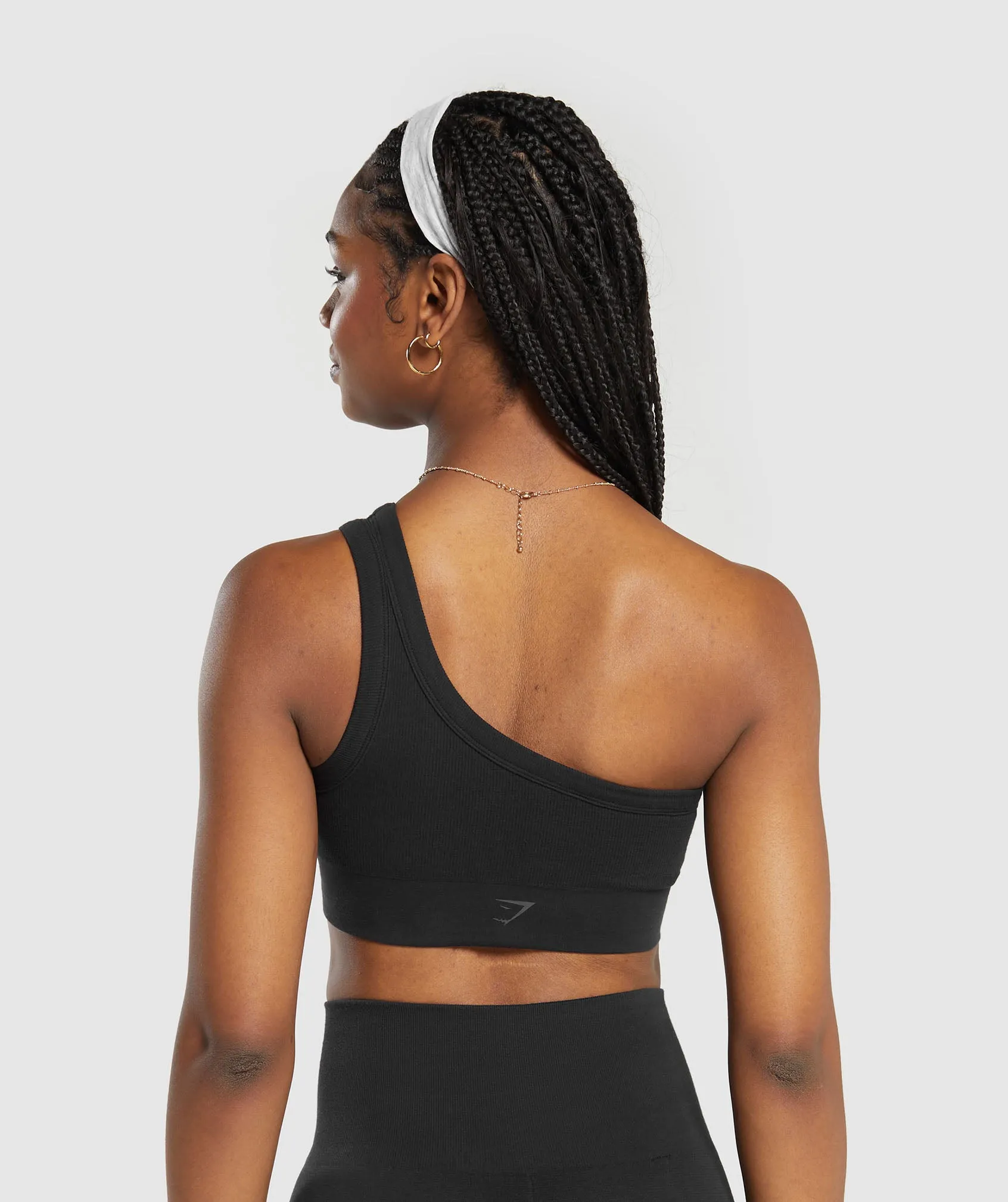 Gymshark Ribbed Cotton Seamless One Shoulder Bra - Black