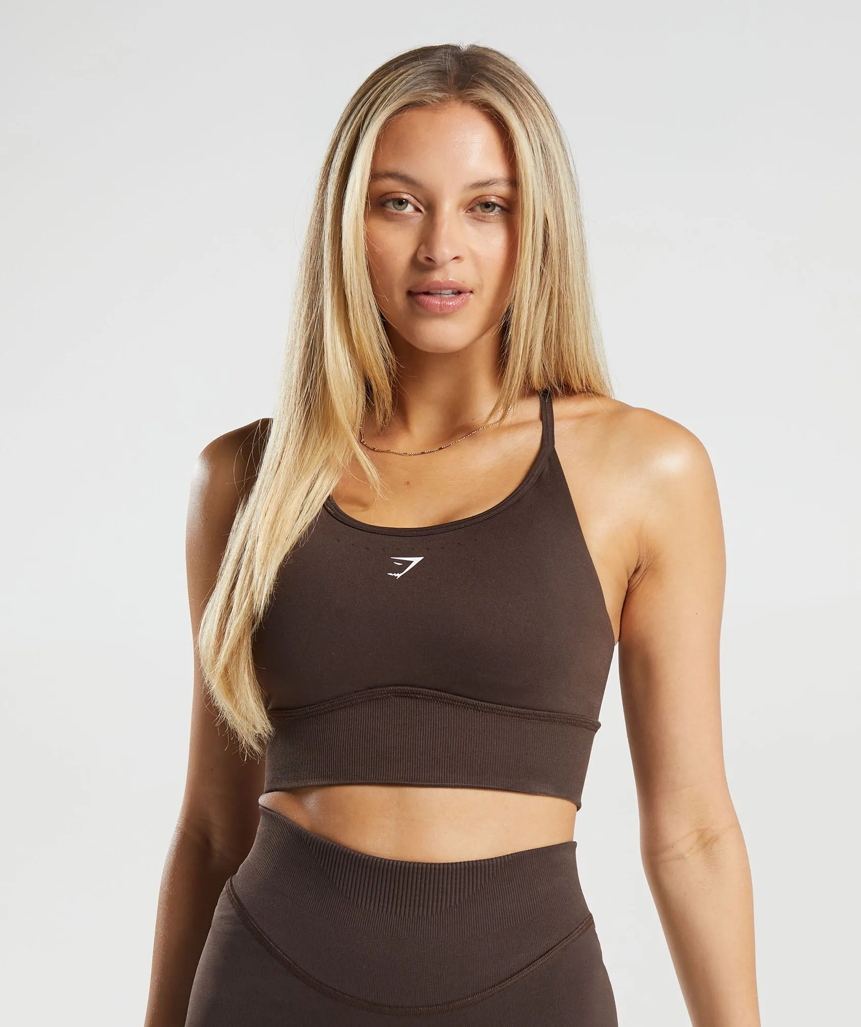 Gymshark Sweat Seamless Longline Sports Bra - Shadow Brown