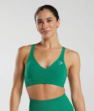 Gymshark Vital Seamless 2.0 V Neck Sports Bra - Bright Green Marl