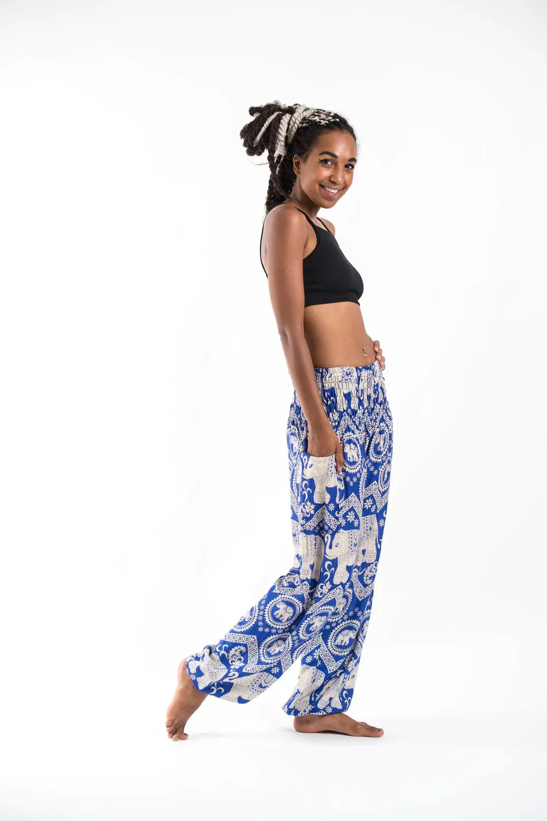 Imperial Blue  Elephant Unisex Pants, Thailand