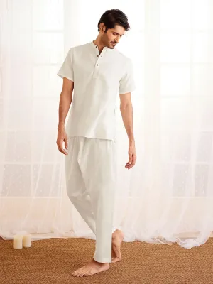 Jashvi Men's White Cotton Pyjama