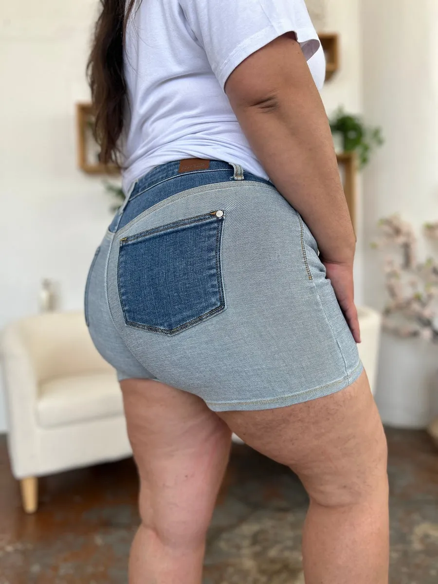 Judy Blue Full Size Color Block Denim Shorts