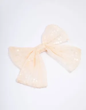 Kids Fabric Large Sequin Hair Bow Clips