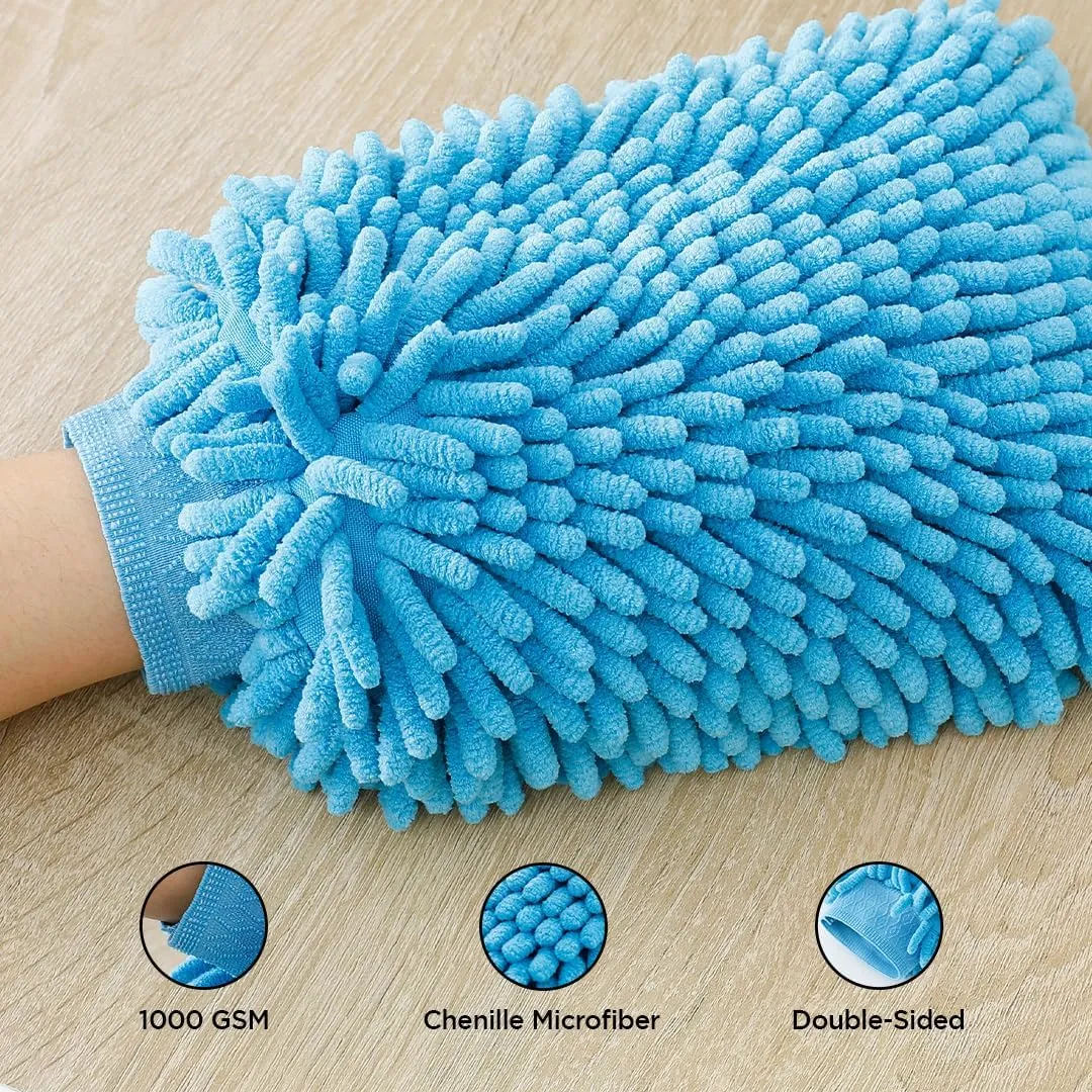 Kuber Industries Gloves | Microfiber Cleaning Gloves | Chenille Mitts for Kitchen | Hand Duster for Kitchen | 1000 GSM Hand Gloves | Double Sided Gloves | SHXNEFSST2 | Pack of 12 | Blue