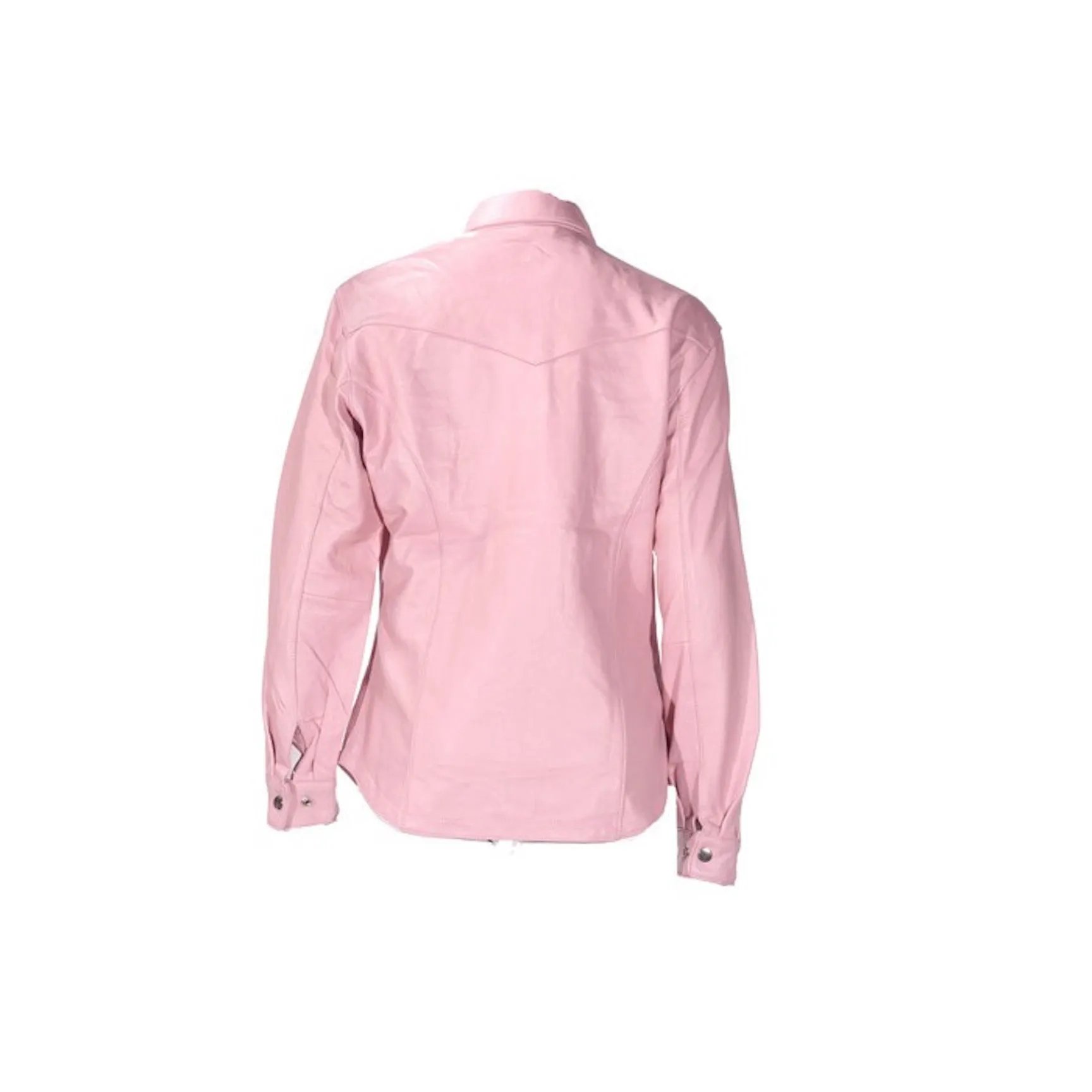 Ladies Pink Leather Shirt With Gun Pockets Snap Front And Lining