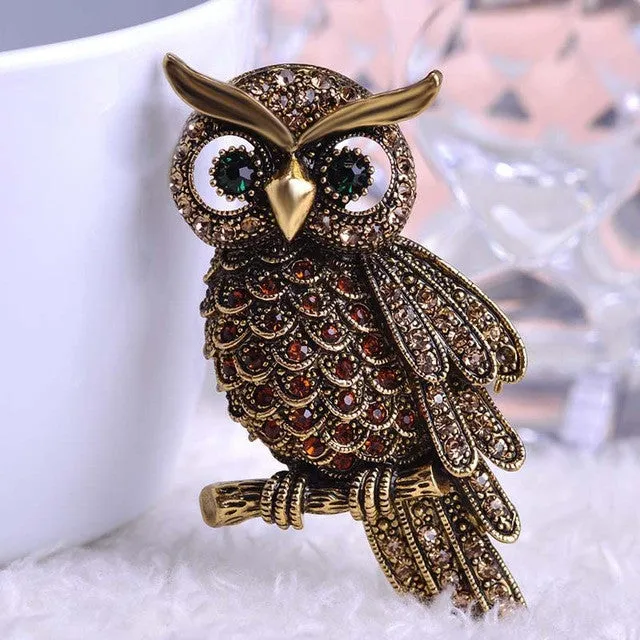 Large Bird Owls Vintage Brooches Antiques Bouquet Owl Hijab Pin Up Designer Wedded Broach Scarf Clips Jewelry Fleur de Lis