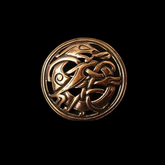 Large Round Urnes Viking Dragon Brooch