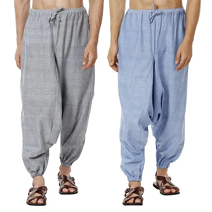 Men's Harem Pack of 2 | Blue and Grey | Fits Waist Sizes 28 to 36 Inches