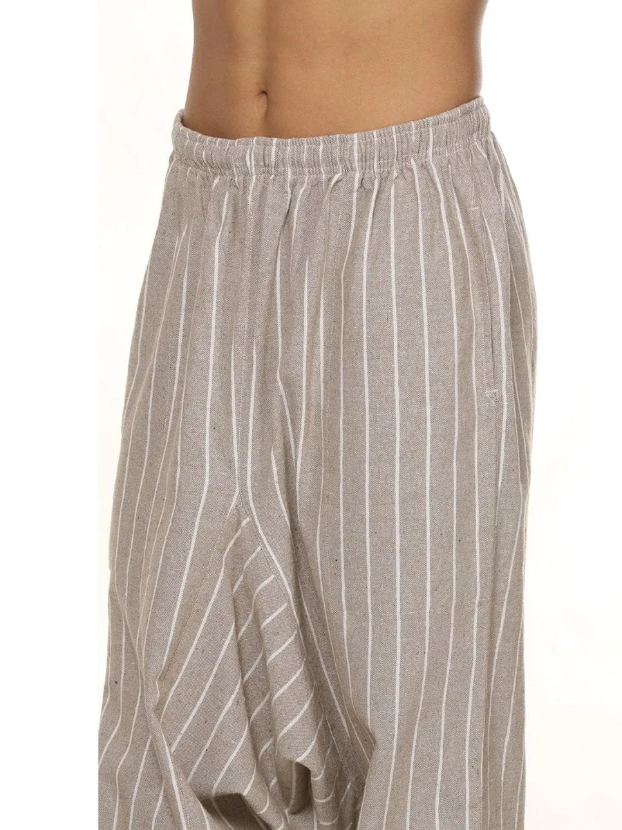 Men's Harem Pants Pack of 2| Cream & Grey Stripes | Fits Waist Size 28 to 36 inches