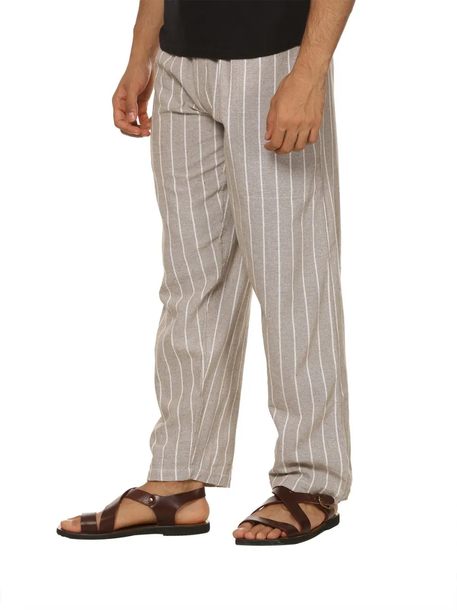 Men's Lounge Pant | Grey Stripes | Fits Waist Size 28" to 36"