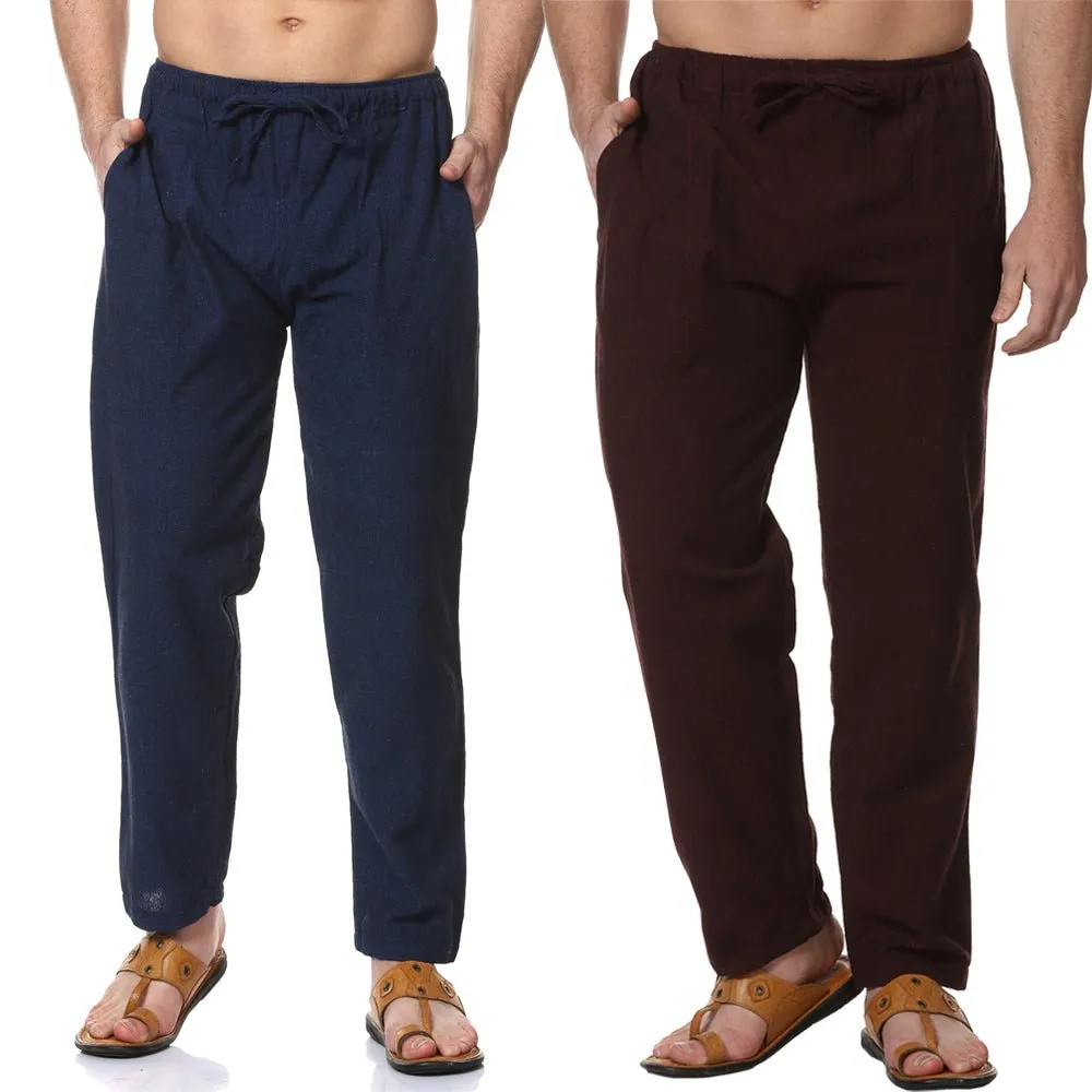 Men's Pyjama Pack of 2 | Dark Blue & Maroon | Fits Waist Sizes 28" to 36"